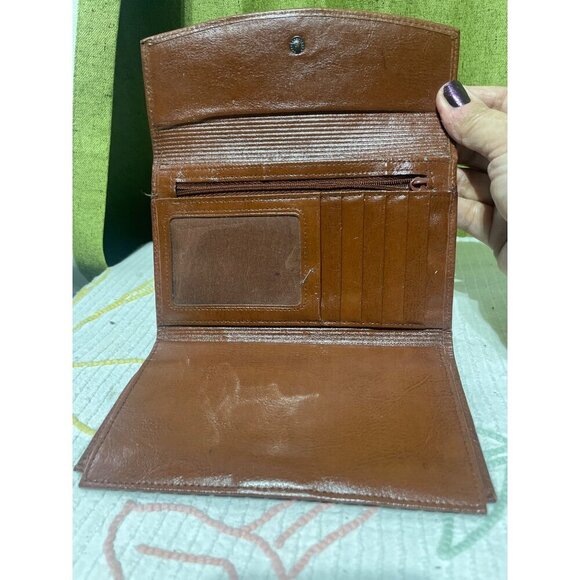 Vintage Rolfs Brown Leather Womens Checkbook Wallet With Card Slots & Snap Closu - Picture 5 of 6